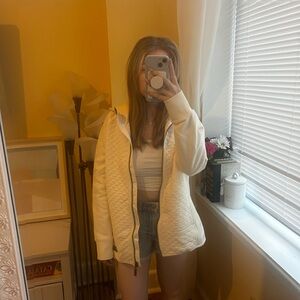 L.L. Bean Cream Quilted Zip Up